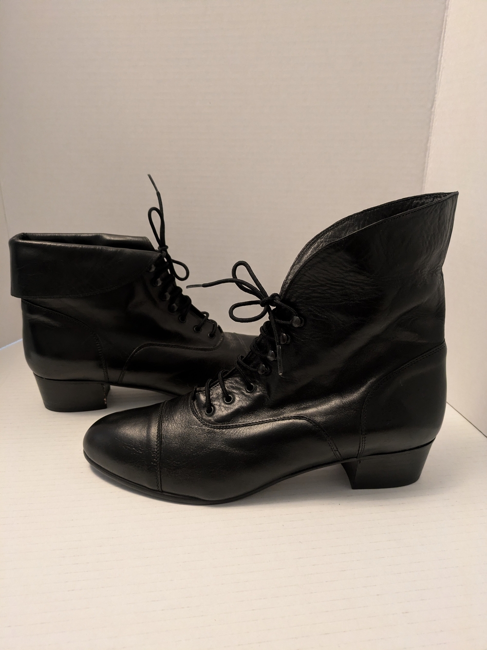 Canyon River Blues vintage 90s Y2K black leather lace-up granny ankle boots 11